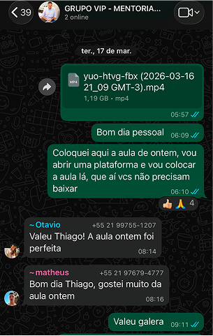 Depoimento de aluno no grupo VIP